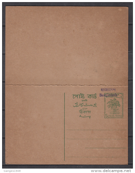 Bangladesh (Liberation)  Handstamp On  Pakistan  5P  Bnana Tree Joint  Postcard 1972   # 48917 Indien Inde - Bangladesch