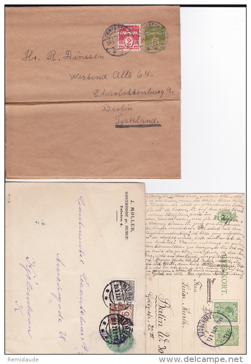 DANMARK - 7 ENTIERS POSTAUX Dont 1 ENVELOPPE REPIQUEE "MOLLER HURUP" + 2 BANDES-JOURNAUX + 2 CARTES SERVICE De ALLINGE - Postal Stationery