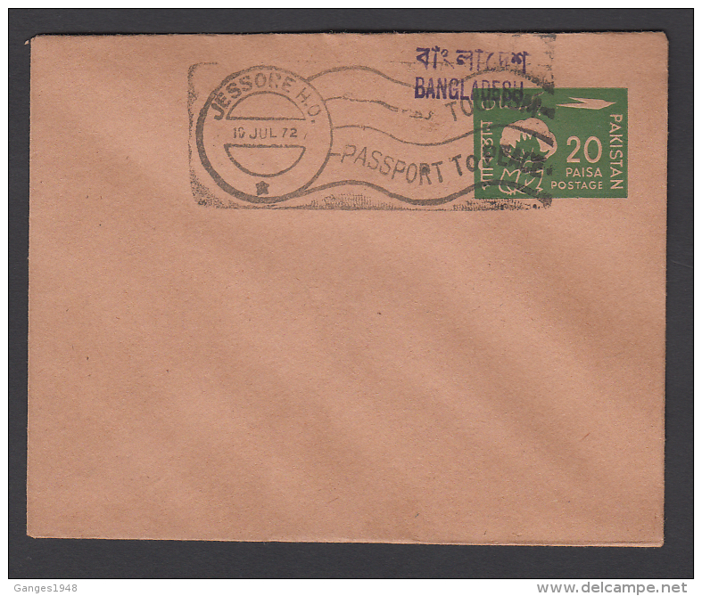 Bangladesh (Liberation)  Handstamp On  Pakistan  20P  Postal Stationary Envelope # 48951 Indien Inde - Bangladesh