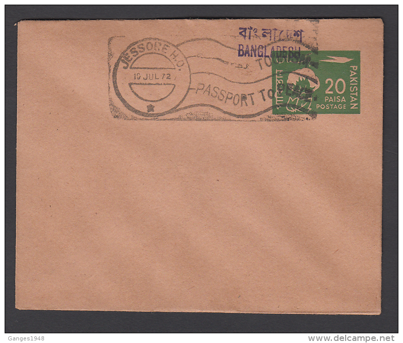 Bangladesh (Liberation)  Handstamp On  Pakistan  20P  Postal Stationary Envelope # 48951 Indien Inde - Bangladesch