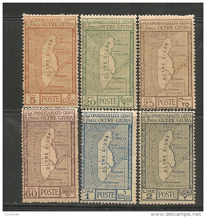 ITALIA - OLTRE GIUBA  1926 ANNESSIONE MAPPA - MAPS - Sassone 29-30-31-33-34-35 - Mostly MNH (only # 34 M Light H) - Oltre Giuba