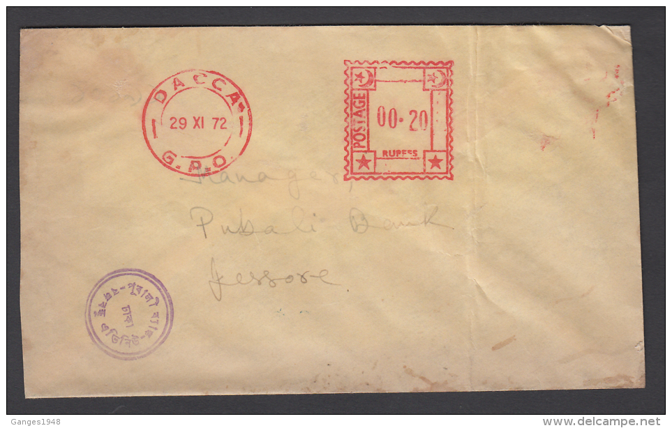 Bangladesh (Liberation)   Pakistan Meter Frank  1972 Dacca Cover  # 48870 Indien Inde - Bangladesch