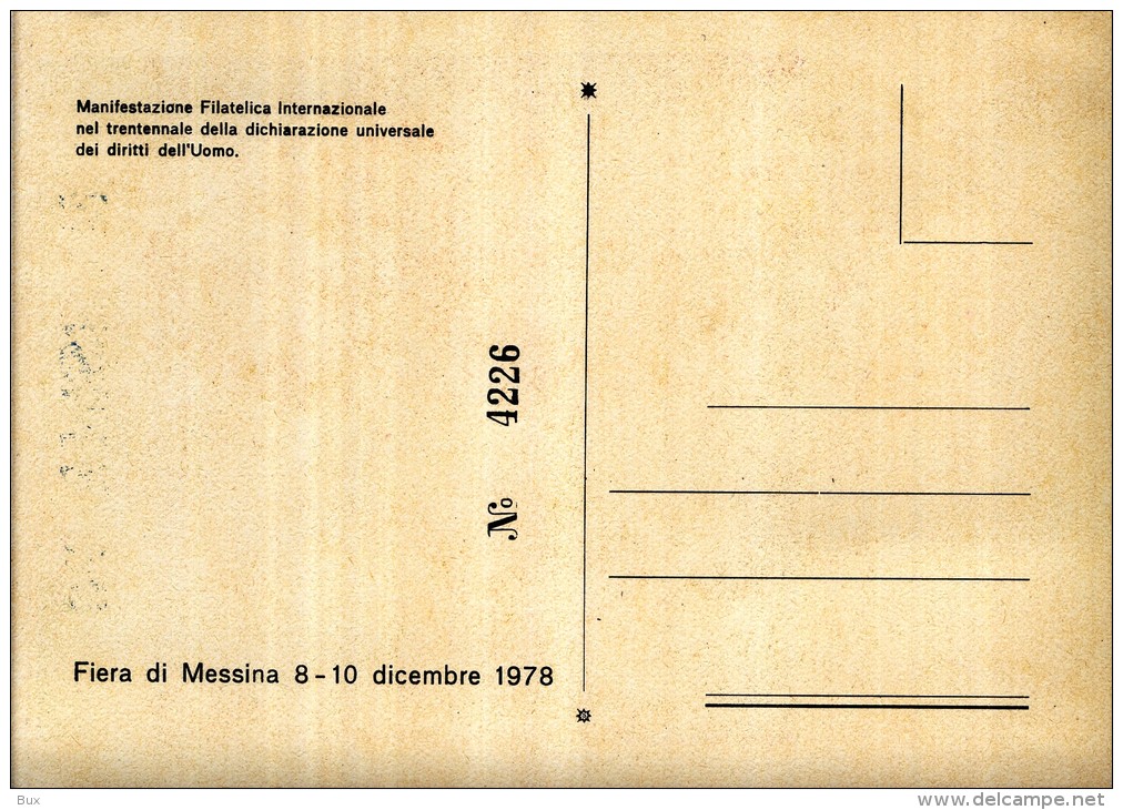 1978  FIERA DI  MESSINA    MANIFESTAZIONE FILATELICA  TIRATURA   LIMITATA NUMERATA - Manifestations