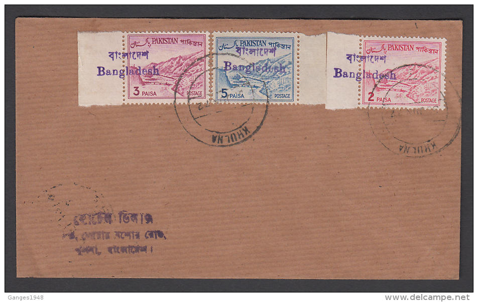 Bangladesh (Liberation)  Handstamp On Pakistan  1972  KHULNA  Cover  With  3  Stamps  # 48890 Indien Inde - Bangladesh