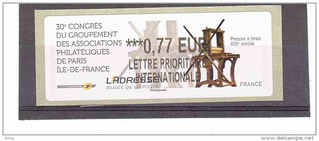 Xxxx  30eme Congrès Philatéliques Ile-de-France  "FRANCE" 25/36 - 2010-... Illustrated Franking Labels