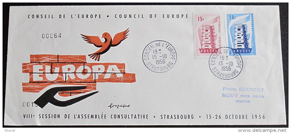 FRANKREICH 1956 MI-NR. 1104/05 CEPT FDC (118) - 1956