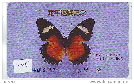 Télécarte JAPON * PAPILLON  (735) BUTTERFLY * JAPAN Phone Card *  SCHMETTERLING * MARIPOSA * VLINDER * - Butterflies