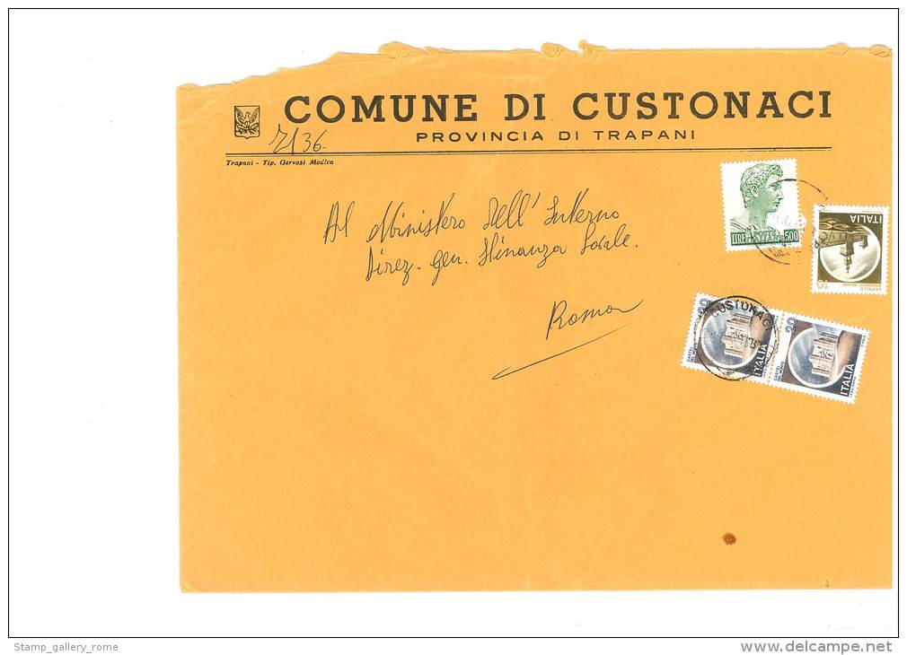 CUSTONACI - 91015 - PRV. TRAPANI - LS -  FORMATO 18X24 - TEMA TOPIC COMUNI D´ITALIA - STORIA POSTALE - Macchine Per Obliterare (EMA)