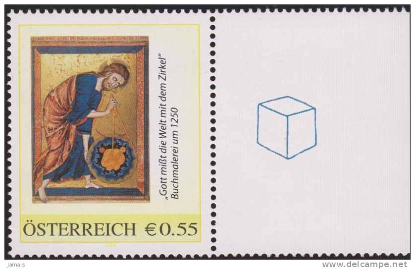 Freemasonry, God Measures The Earth With A Pair Of Compass, National Library, Cover Of A Book, Mathematics, MNH Austria - Freimaurerei