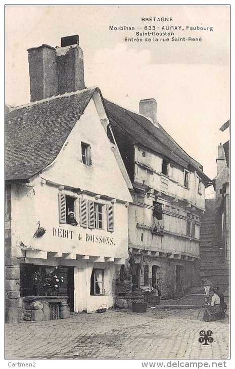 AURAY FAUBOURG SAINT-GOUSTAN NTREE DE LA RUE SAINT-RENE DEBIT DE BOISSONS PEINTRE 56 MORBIHAN - Auray