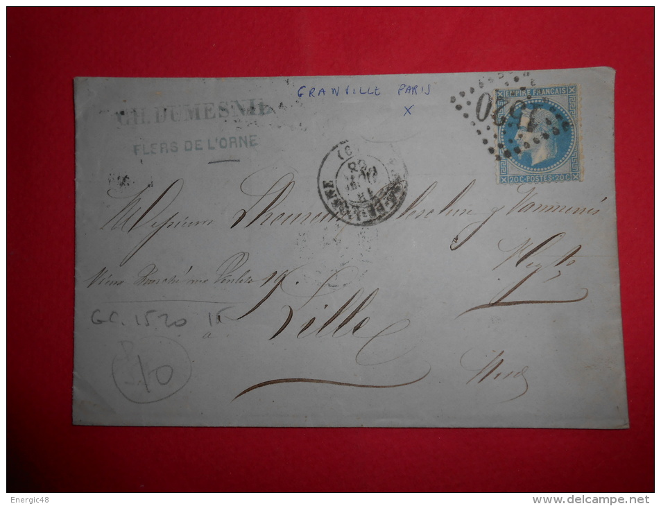 Lot Du 14-06-13_38_lettre De Flers Sur Ormes GC 1520;ambulant Granville-paris,rare;a Voir! - 1849-1876: Periodo Clásico