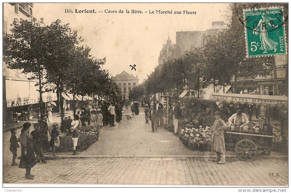 56 LORIENT MARCHE AUX FLEURS COURS DE LA BOVE 1911 - Lorient