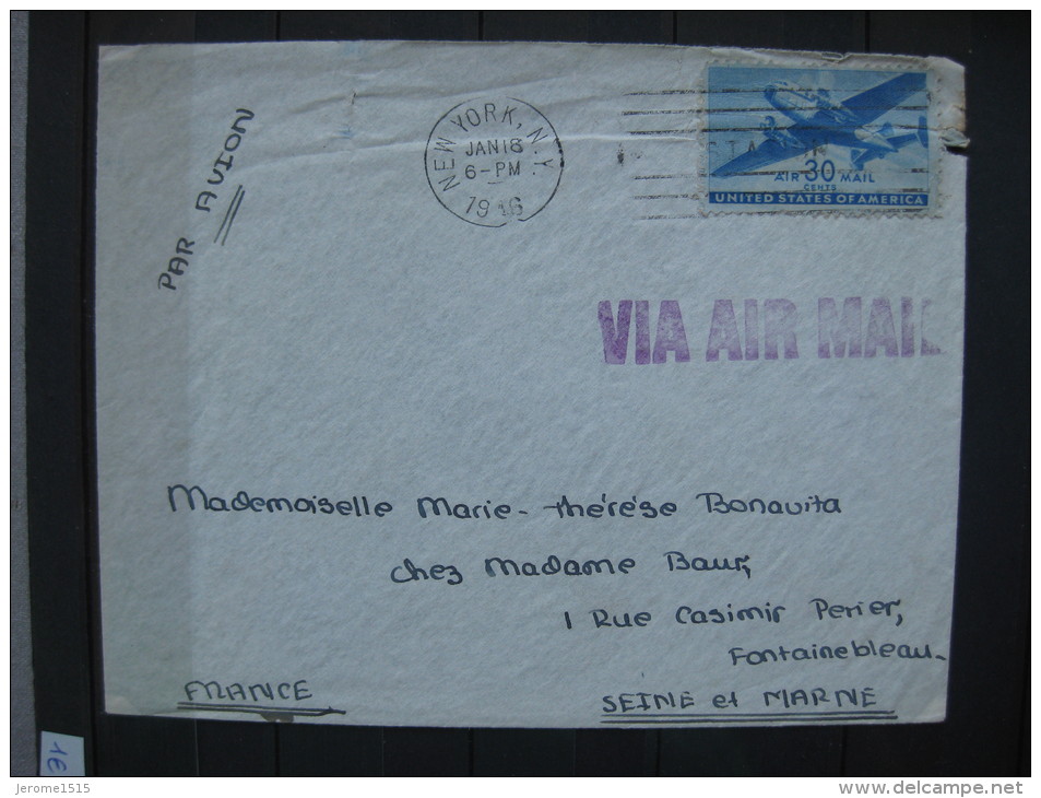Timbres Etats-Unis : Poste Aérienne Sur Enveloppe 1946 - 2a. 1941-1960 Usados