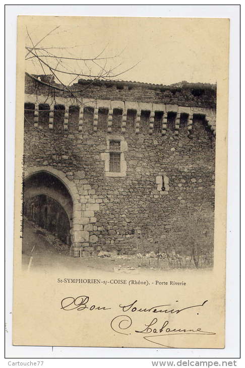 K24 - SAINT-SYMPHORIEN-sur-COISE - Porte RIVERIE (CARTE PIONNIERE De 1903 - Scan Du Verso) - Saint-Symphorien-sur-Coise