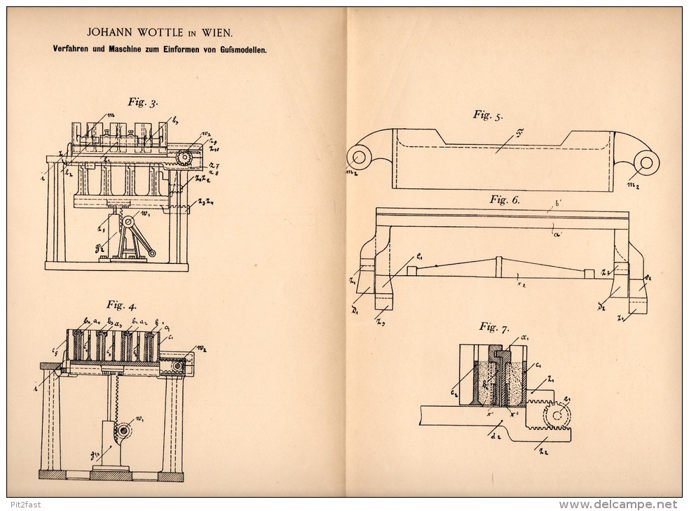 Original Patentschrift - J. Wottle In Wien , 1899 , Maschine Zum Formen Von Modellen Aus Guß , Modellbau , Modell !!! - Maschinen