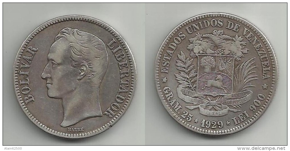 VENEZUELA . 5 BOLIVARES . 1929 . - Venezuela