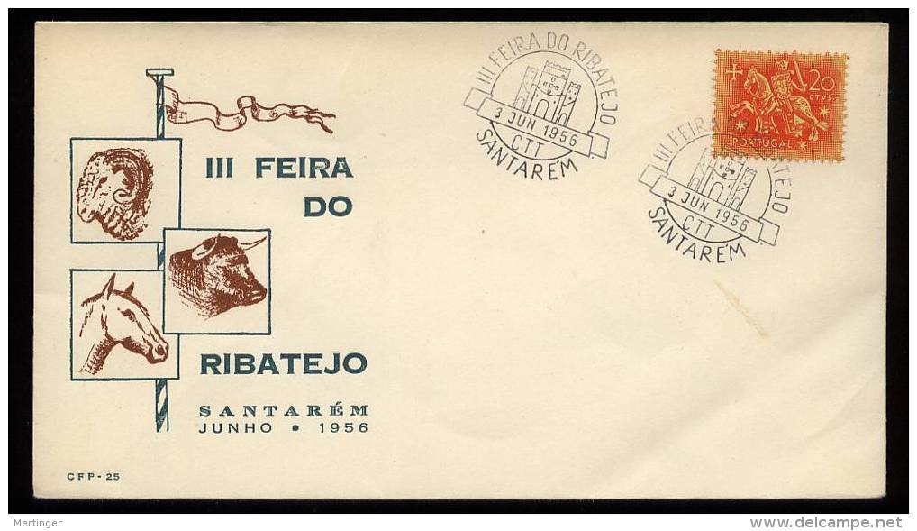 Portugal 1956 Cover Postmark FEIRA DO RIBATEJO SANTARREM Animals - Lettres & Documents