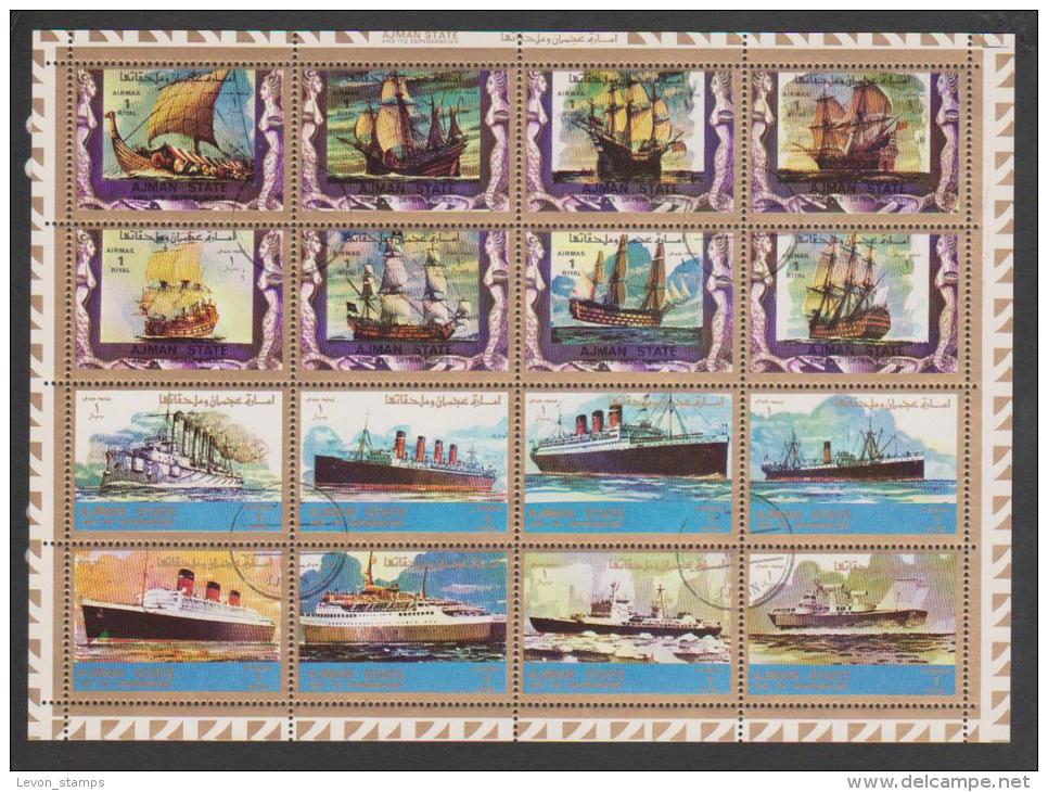 United Arab Emirates,Ajman,Ships And Boats,16stamps,1set, Cancelled. - Ajman