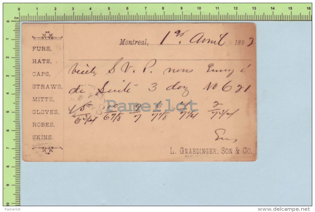 1 Cent 1892 Entier Postal Cancellation Double, Petite Carte Expédié à Cote St-Paul P. Quebec 2 Scans - 1860-1899 Regering Van Victoria