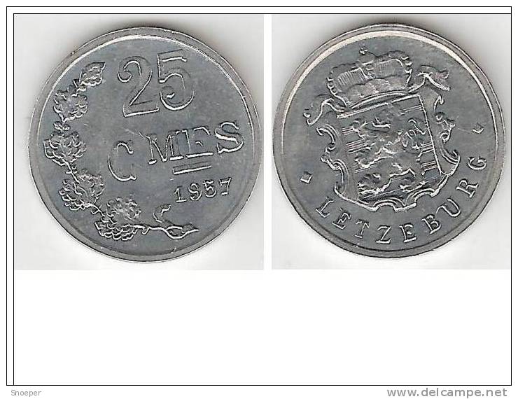 Luxembourg  25 Centimes 1957   Km 45a.1  Unc !!!! - Luxembourg