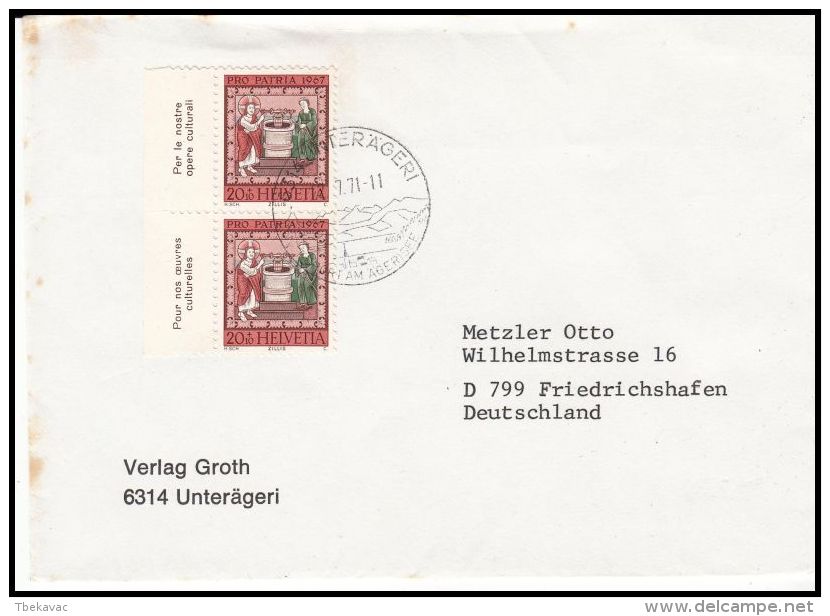 Switzerland 1971, Cover Unterageri To Friedrichshafen - Brieven En Documenten