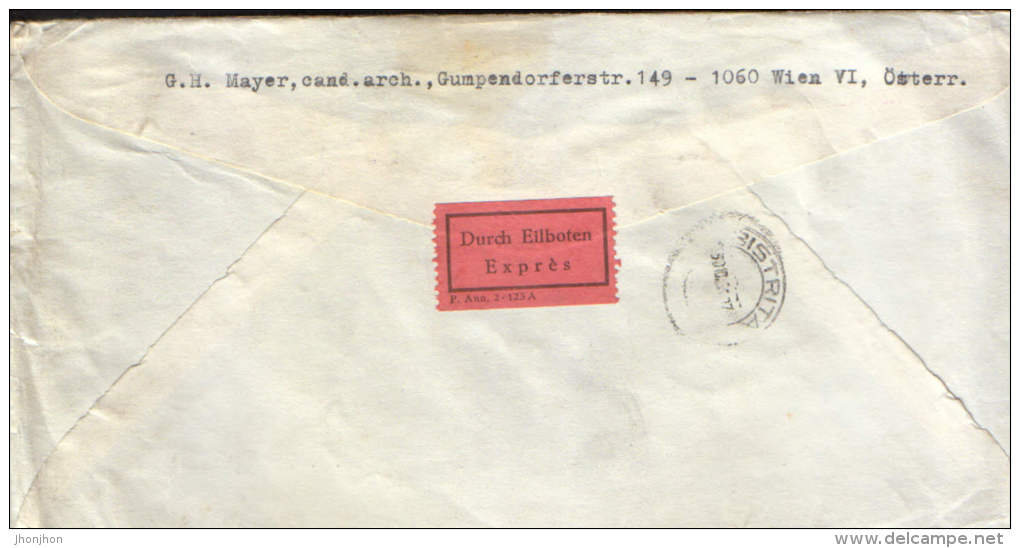 Austria-Registered Letter Circulated By Courier Expres In 1966 From Vienna To Bistrita Romania-2/scans - Autres & Non Classés