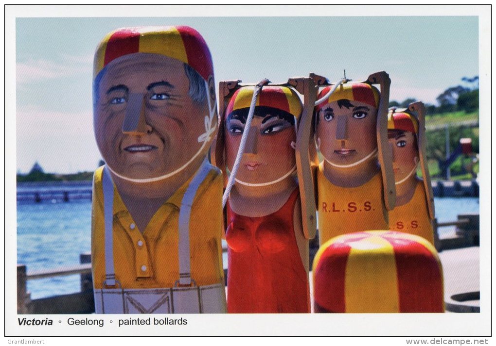 Painted Bollards, Geelong Bay Walk, Geelong, Victoria - Gottschalk Unused - Geelong