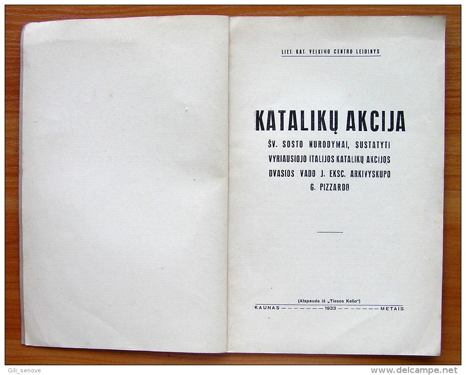 1933 Lithuania Lietuva /Katalik&#x173; Akcija (Catholic Action) - Livres Anciens