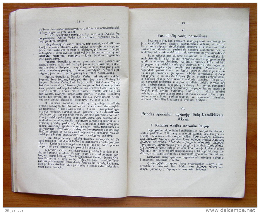 1933 Lithuania Lietuva /Katalik&#x173; Akcija (Catholic Action) - Alte Bücher