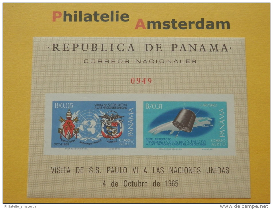 Panama 1966, IMPERF / POPE PAUL VI / SATELLITE EARLYBIRD / SPACE RUIMTEVAART: Mi 864, 867, Bl. 46, Type B, ** - South America