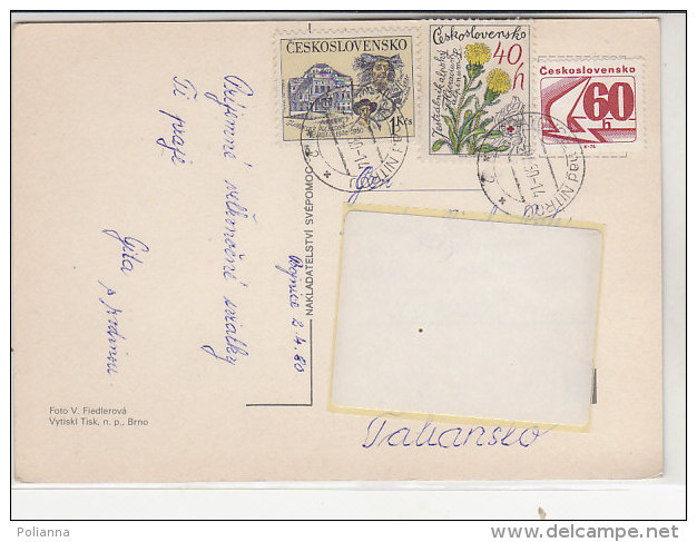 PO9885B# CECOSLOVACCHIA STORIA POSTALE Su Cartolina UOVA - CONIGLI  VG 1980 - Brieven En Documenten