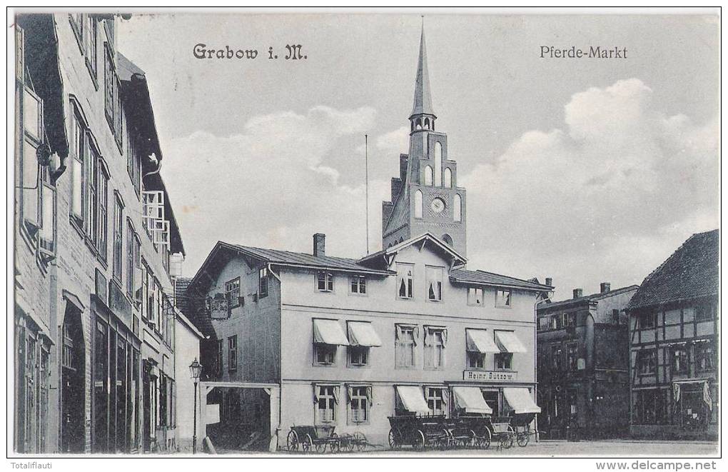 Grabow Pferdemarkt Pferde Kutschen U Wagen Heinrich Bützow 18.11.1911 Gelaufen - Ludwigslust