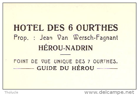 Publicité- Hôtel Des 6 Ourthes à Hérou-Nadrin (voir Scan)- CP- Les Rochers -Traversée De La Rivière à Gué- Animée - Pubblicitari