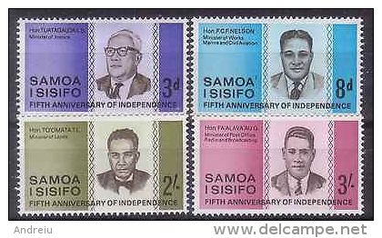 1967 Samoa I Sisifo, 5 Years Independence 4v. , Ministers, MI 146/149   MNH - Samoa (Staat)