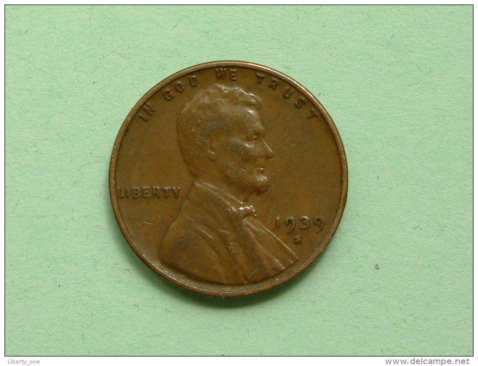 1939 S - ONE CENT / KM 132 ( Uncleaned Coin / For Grade, Please See Photo ) !! - 1909-1958: Lincoln, Wheat Ears Reverse