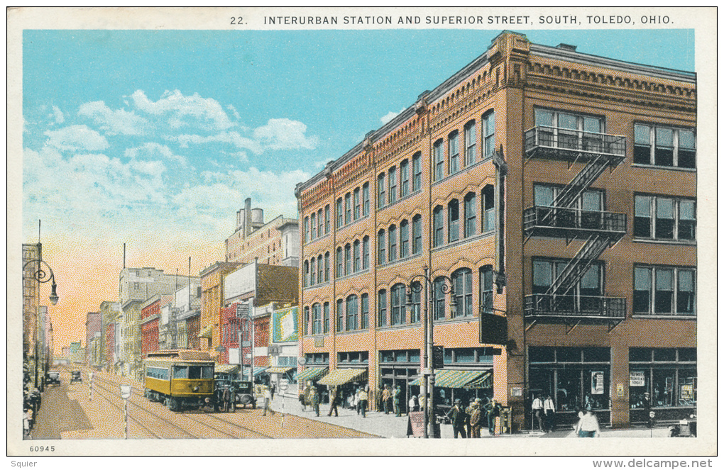 Toledo, Interurban Station And Superior Street, South, Tram, 22 - Toledo