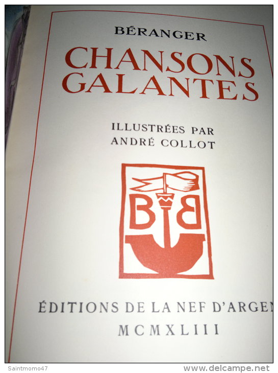 CHANSONS GALANTES BERANGER - Franse Schrijvers