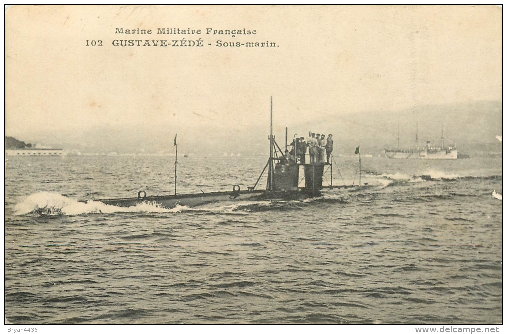 Sous-Marin "Gustave -Zédé"  - édit; Marine Militaire Française. N° 102 - Très Bel Etat (voir 2 Scans) - Sous-marins
