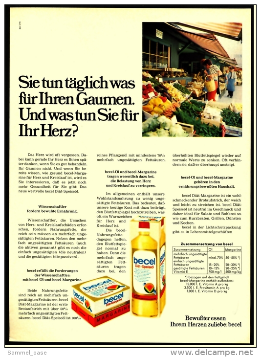 Reklame Werbeanzeige 1974 ,  Becel  -  Diät-Speiseöl  /  Diät-Margarine - Sonstige & Ohne Zuordnung