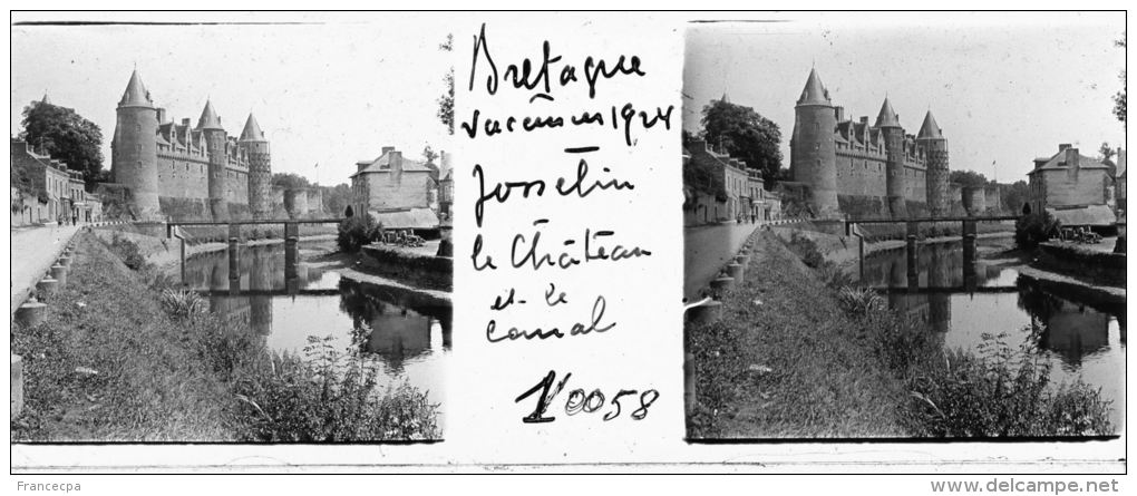 V0058 - MORBIHAN - JOSSELIN - Le Chateau Et Le Canal - Plaques De Verre