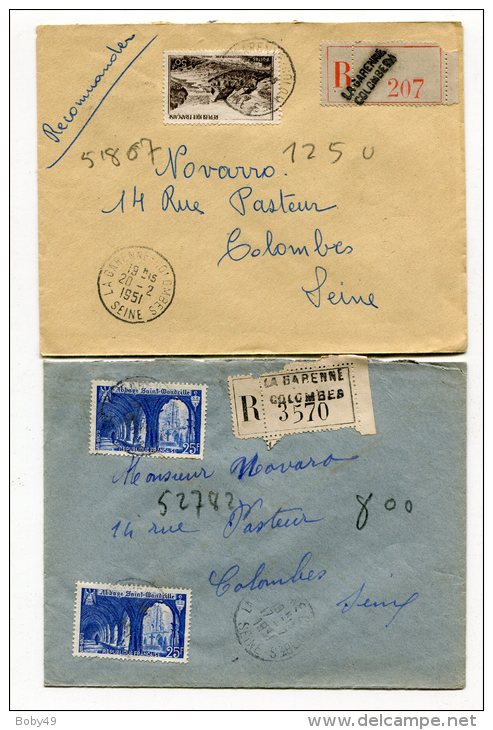 SEINE De  LA GARENNE COLOMBES 2   Enveloppes  Recommandées  De 1951 - 1921-1960: Période Moderne