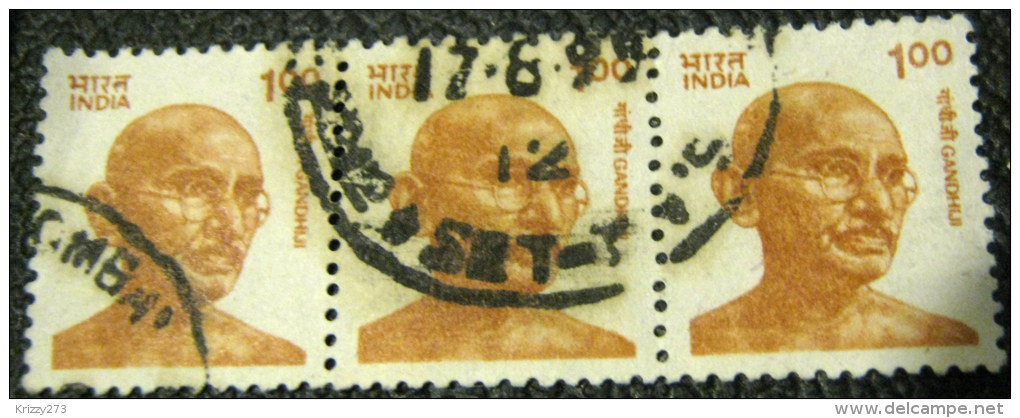 India 1991 Gandhi 1.00 X3 - Used - Used Stamps