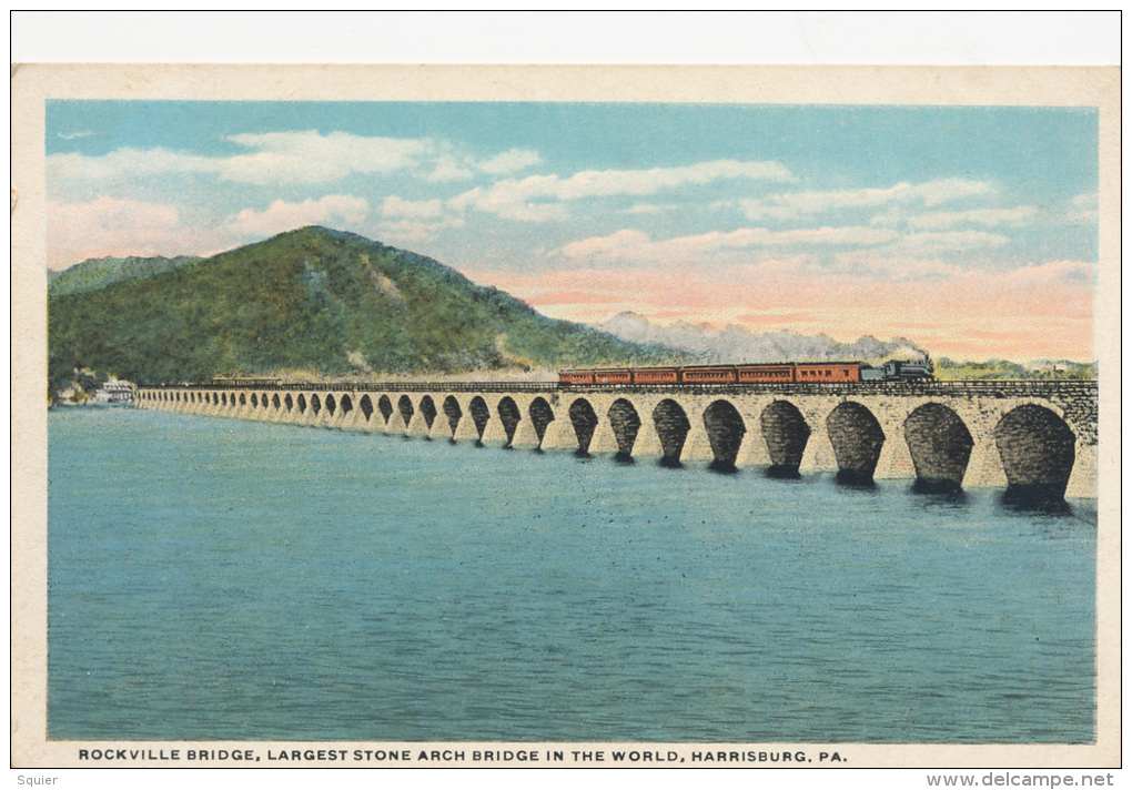 Harrisburg, Rockville Bridge, Largest Stone Arch Bridge In The World, Train - Harrisburg