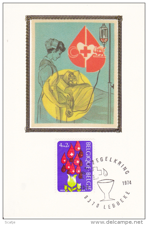 Lebbeke, 1974 FDC Op Postkaart & Het Belgische Rode Kruis - Lebbeke