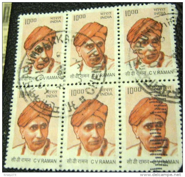 India 2009 C V Raman 10.00 X6 - Used - Gebruikt