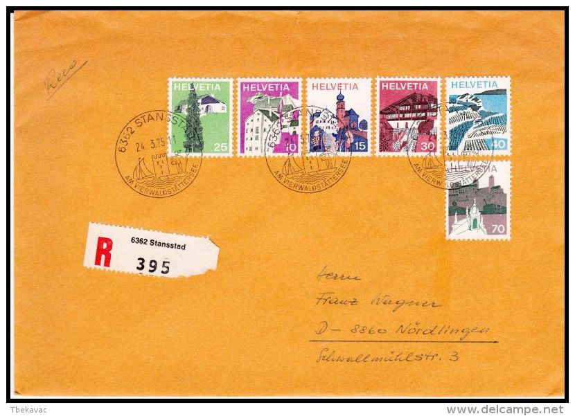 Switzerland 1975,Registred Cover Stansstad To Nordlingen - Cartas & Documentos