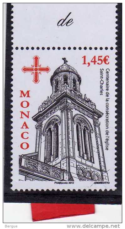 MONACO  2012 CENTENAIRE DE LA CONSECRATION DE L´EGLISE SAINT CHARLES  ** - Unused Stamps
