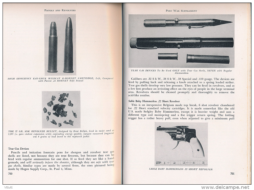 "The Book of Pistols & Revolvers", W.H.B. Smith (1962), 13 chapitres, 744 pages, Edit. Stackpole, 15,5 cm sur 23,5 cm...