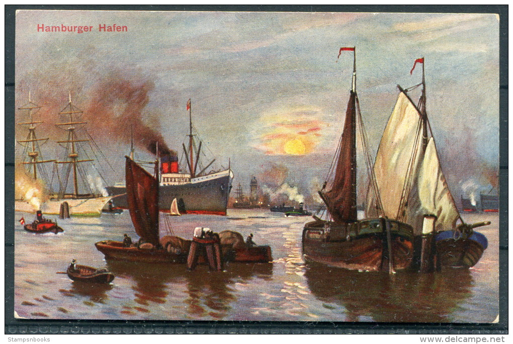 Germany Hamburg Hamburger Hafen Ship TSN Painting Postcard - Unused - Other & Unclassified