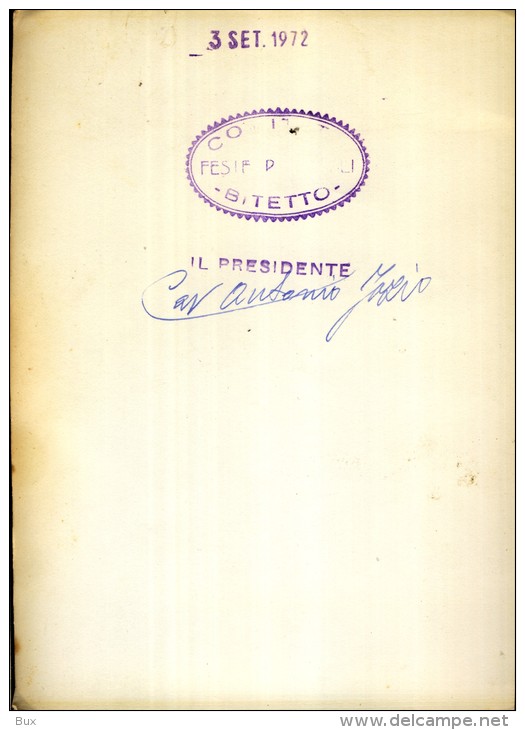 1972  MARIA SS. ADDOLORATA   BITETTO  BARI COMITATO FESTE PATRONALI TIMBRO FIRMA PRESIDENTE     18 X 13    RELIGIONE - Luoghi